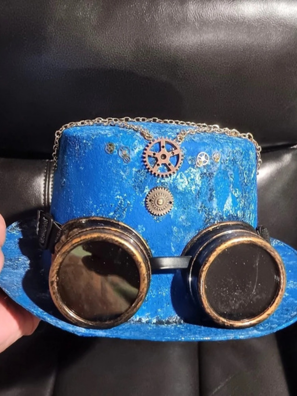 Steampunk Goggles Top Hat in Blue Fair